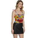 Umbrellas Colourful Flowy Camisole Tie Up Top View3