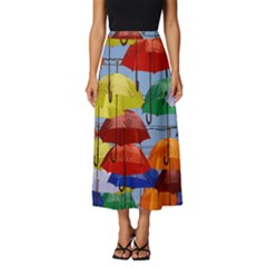 Umbrellas Colourful Classic Midi Chiffon Skirt