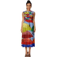 Umbrellas Colourful Sleeveless Round Neck Midi Dress by artworkshop