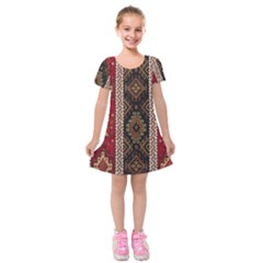 Uzbek Pattern In Temple Kids  Short Sleeve Velvet Dress by artworkshop