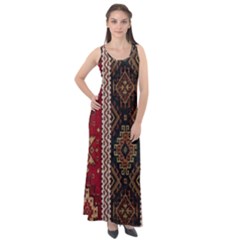 Uzbek Pattern In Temple Sleeveless Velour Maxi Dress by artworkshop