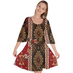 Uzbek Pattern In Temple Velour Kimono Dress by artworkshop