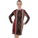 Uzbek Pattern In Temple Long Sleeve Hoodie Dress View1