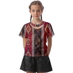 Uzbek Pattern In Temple Kids  Front Cut Tee by artworkshop