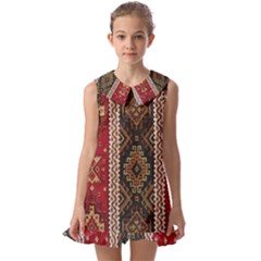 Uzbek Pattern In Temple Kids  Pilgrim Collar Ruffle Hem Dress by artworkshop