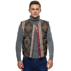 Uzbek Pattern In Temple Men s Short Button Up Puffer Vest	 by artworkshop