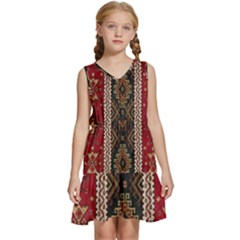 Uzbek Pattern In Temple Kids  Sleeveless Tiered Mini Dress by artworkshop