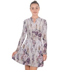 Vintage Floral Pattern Long Sleeve Panel Dress