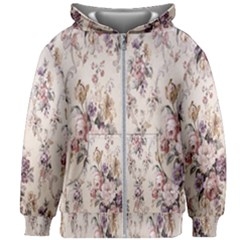 Vintage Floral Pattern Kids  Zipper Hoodie Without Drawstring