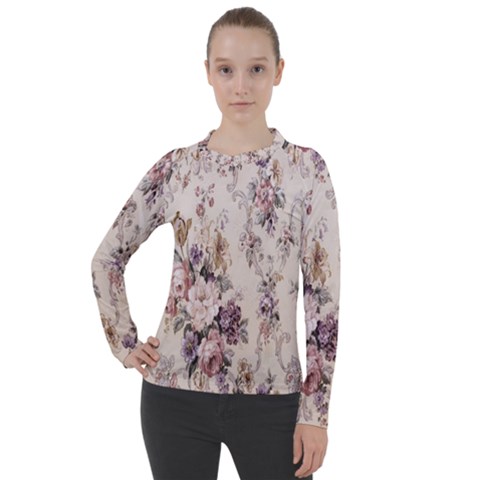 Vintage Floral Pattern Women s Pique Long Sleeve Tee by artworkshop