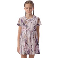 Vintage Floral Pattern Kids  Asymmetric Collar Dress by artworkshop