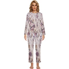 Vintage Floral Pattern Womens  Long Sleeve Lightweight Pajamas Set