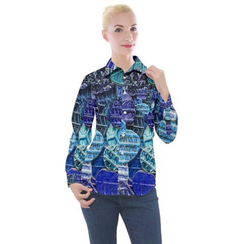 Wallpaper Design Pattern Women s Long Sleeve Pocket Shirt by artworkshop