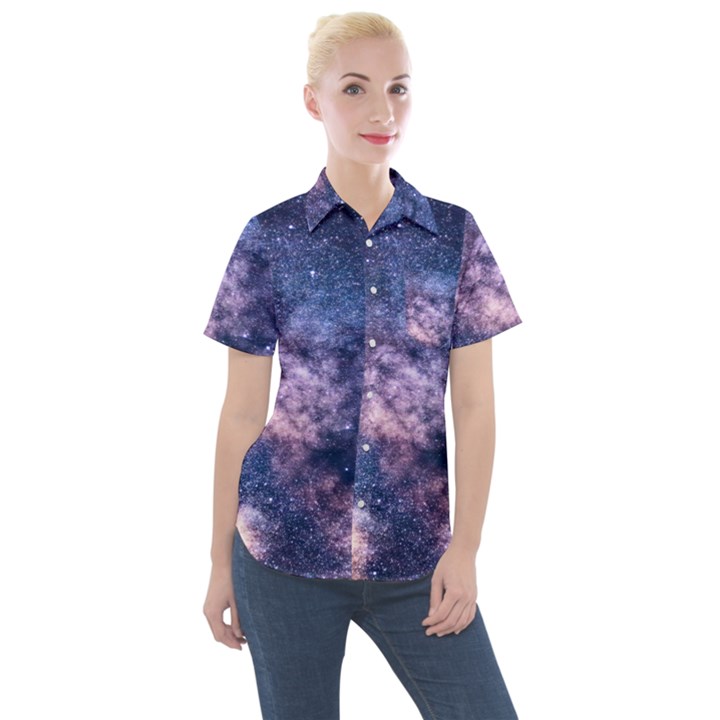 Watercolor Design Wallpaper Women s Short Sleeve Pocket Shirt