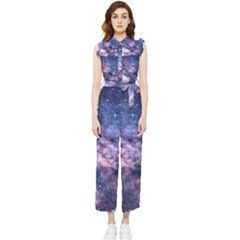 Watercolor Design Wallpaper Women s Frill Top Chiffon Jumpsuit by artworkshop