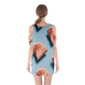 Watermelon Against Blue Surface Pattern Shoulder Cutout One Piece Dress View2