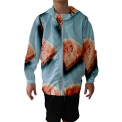 Watermelon Against Blue Surface Pattern Kids  Hooded Windbreaker