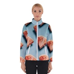 Watermelon Against Blue Surface Pattern Women s Bomber Jacket