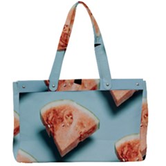 Watermelon Against Blue Surface Pattern Canvas Work Bag by artworkshop