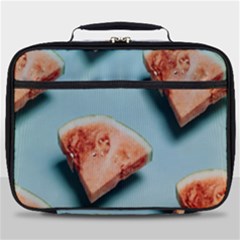 Watermelon Against Blue Surface Pattern Full Print Lunch Bag by artworkshop