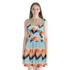 Watermelon Against Blue Surface Pattern Split Back Mini Dress  by artworkshop