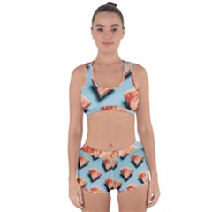 Watermelon Against Blue Surface Pattern Racerback Boyleg Bikini Set