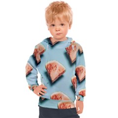 Watermelon Against Blue Surface Pattern Kids  Hooded Pullover by artworkshop