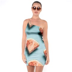 Watermelon Against Blue Surface Pattern One Soulder Bodycon Dress by artworkshop