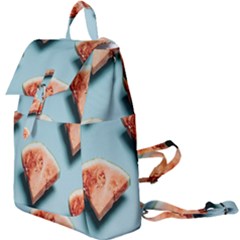 Watermelon Against Blue Surface Pattern Buckle Everyday Backpack by artworkshop