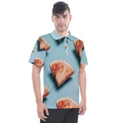 Watermelon Against Blue Surface Pattern Men s Polo Tee by artworkshop