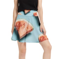 Watermelon Against Blue Surface Pattern Waistband Skirt by artworkshop