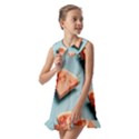 Watermelon Against Blue Surface Pattern Kids  Pilgrim Collar Ruffle Hem Dress View2