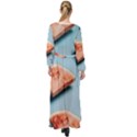 Watermelon Against Blue Surface Pattern Maxi Chiffon Beach Wrap View2