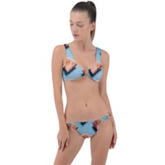 Watermelon Against Blue Surface Pattern Ring Detail Crop Bikini Set by artworkshop