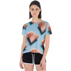 Watermelon Against Blue Surface Pattern Open Back Sport Tee by artworkshop