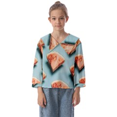 Watermelon Against Blue Surface Pattern Kids  Sailor Shirt by artworkshop