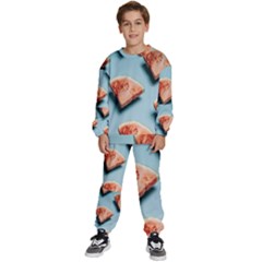 Watermelon Against Blue Surface Pattern Kids  Sweatshirt Set by artworkshop