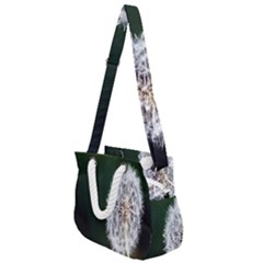 White Flower Rope Handles Shoulder Strap Bag by artworkshop