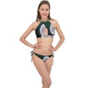 White Flower Cross Front Halter Bikini Set View1