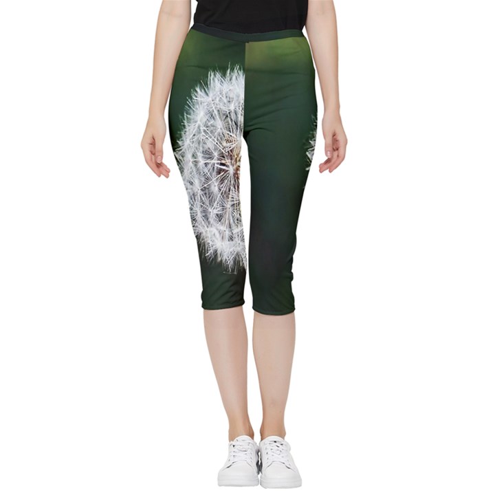 White Flower Inside Out Lightweight Velour Capri Leggings 