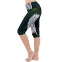 White Flower Lightweight Velour Cropped Yoga Leggings View2