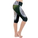 White Flower Lightweight Velour Cropped Yoga Leggings View3