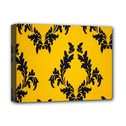 Yellow Regal Filagree Pattern Deluxe Canvas 16  X 12  (stretched)  by artworkshop