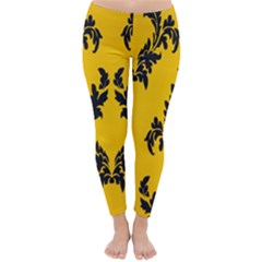 Yellow Regal Filagree Pattern Classic Winter Leggings by artworkshop