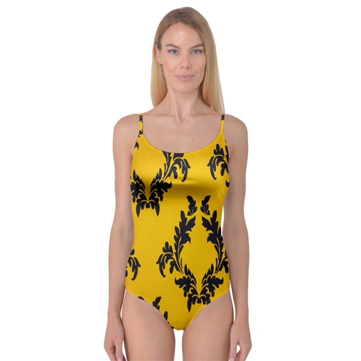 Yellow Regal Filagree Pattern Camisole Leotard 