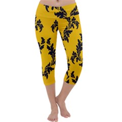 Yellow Regal Filagree Pattern Capri Yoga Leggings by artworkshop