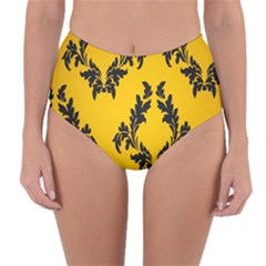 Yellow Regal Filagree Pattern Reversible High-waist Bikini Bottoms by artworkshop