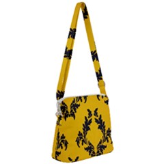 Yellow Regal Filagree Pattern Zipper Messenger Bag by artworkshop