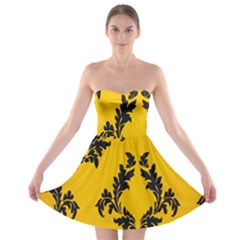 Yellow Regal Filagree Pattern Strapless Bra Top Dress by artworkshop