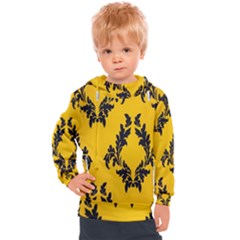 Yellow Regal Filagree Pattern Kids  Hooded Pullover by artworkshop